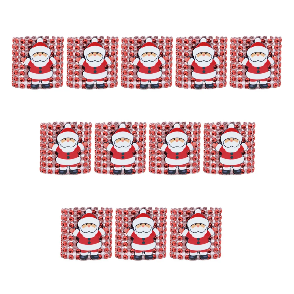 

12Pcs Santa Christmas Serviette Rings Wear Resistant Napkin Buckles for Festive Table Decoration Napkin Rings Serviette Buckle