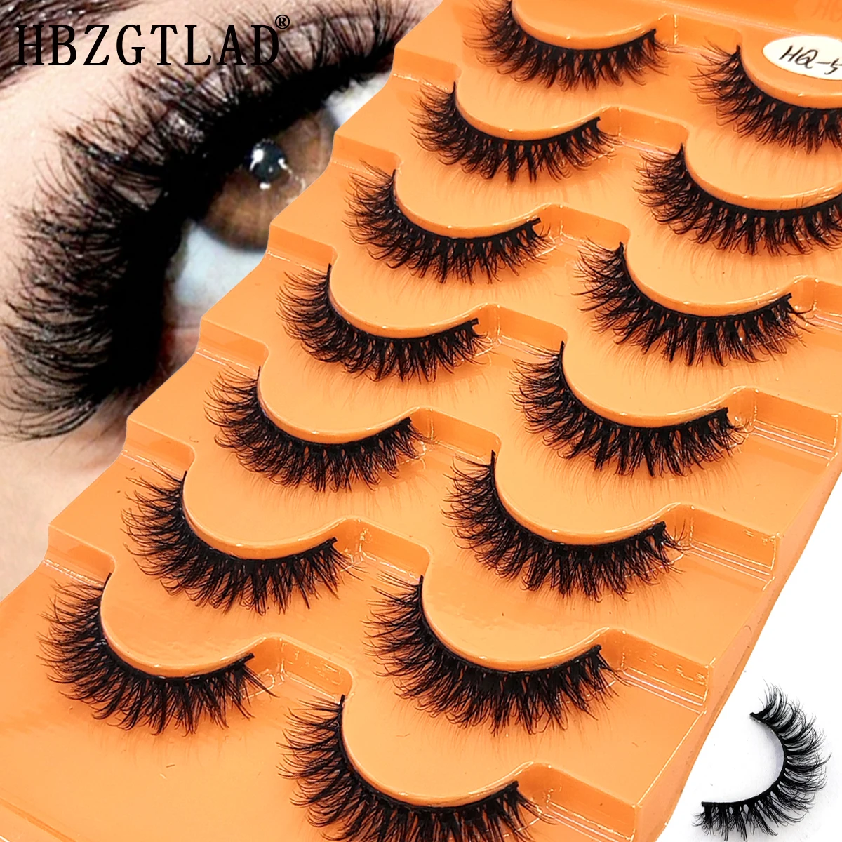 HBZGTLAD 7/8 Double faux mink false eyelashes natural messy eyelashes long makeup 3D mink eyelashes extended eyelashes short eye