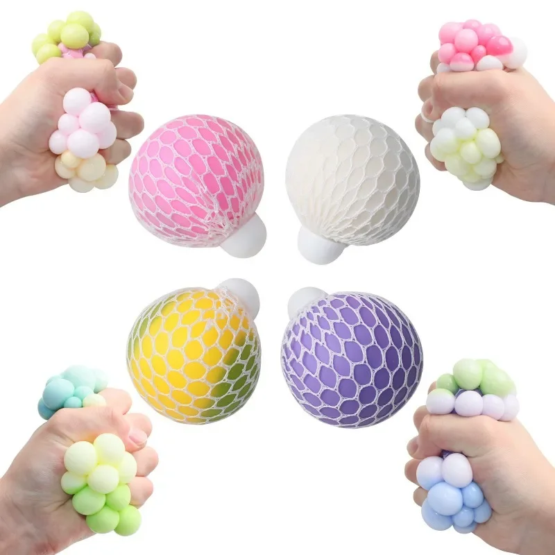 2Pcs 6CM Color Random TPR Soft Rubber Squeeze Balls Flour Grape Balls Stress Relief Squeeze & Release Toys