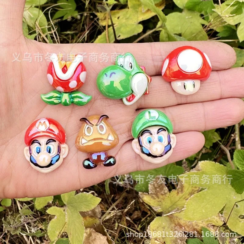 5/10pcs cartoon ornament  through-hole resin bead DIY mobile phone chain keychain car hanging bead pen accessories gift view 2
