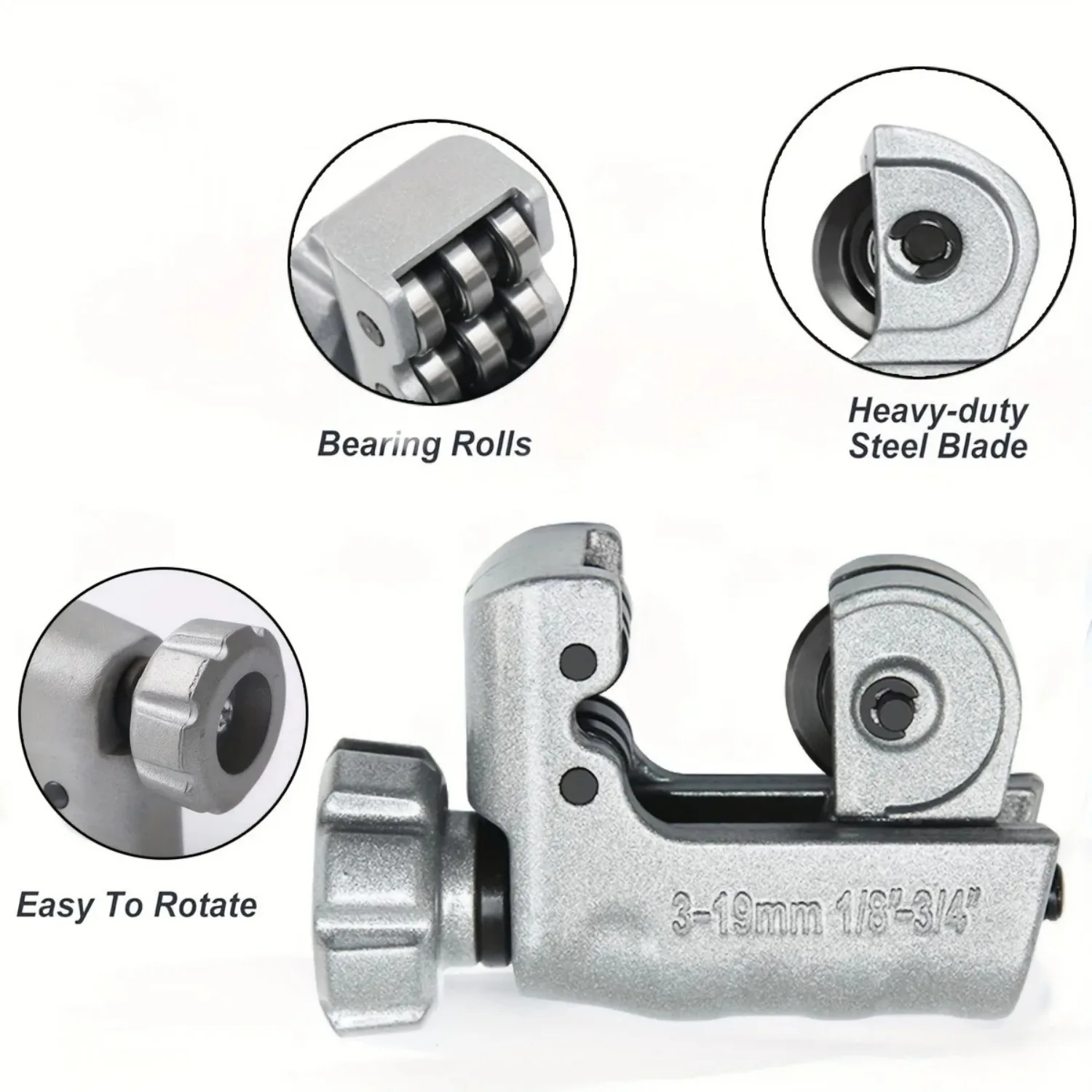 Mini-Rohrschneider für Außendurchmesser 1/8"-3/4" (3-19MM) Kompakter Schneider für Kupfer, Aluminium, Messing, Kunststoff, mit Austauschbarem Schneidrad – Detail 3