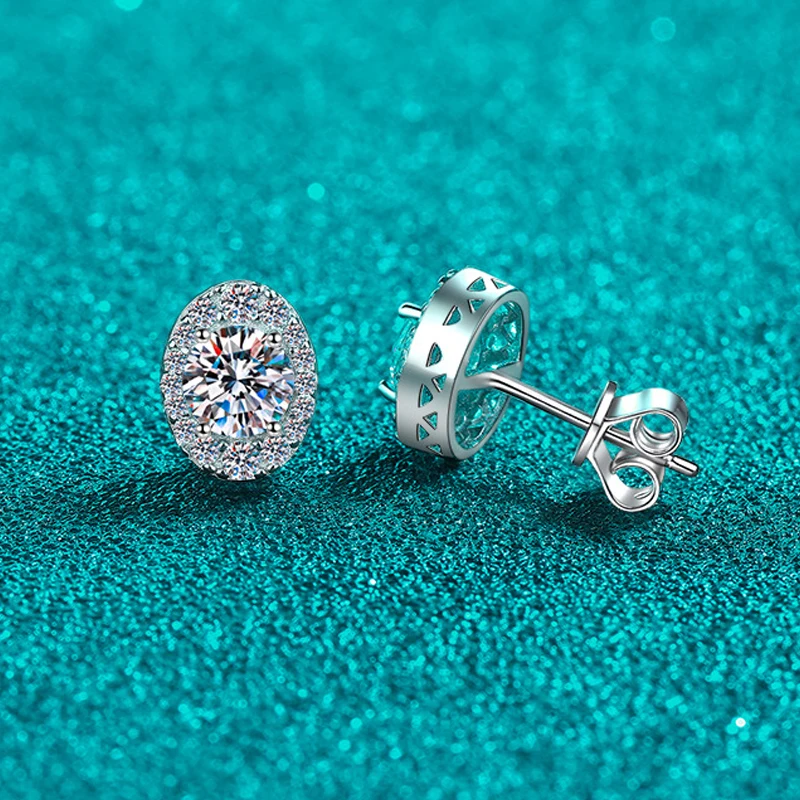 Smyoue 1cttw D Color Moissanite Stud Earrings for Women Oval Design Sparkling Lab Diamond 925 Sterling Silver Jewelry Wholesale