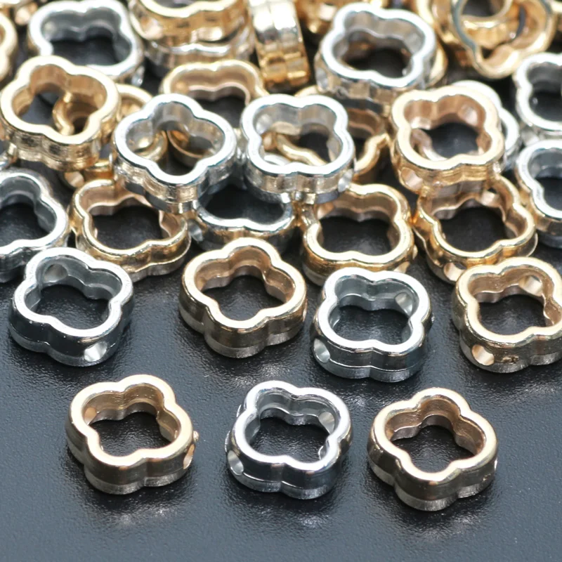 100pcs 7mm Hollow Out Four Leaf Clover Acrylic Loose Spacer Bead For Jewelry Making DIY Handmade Necklace Bracelet Accessorie