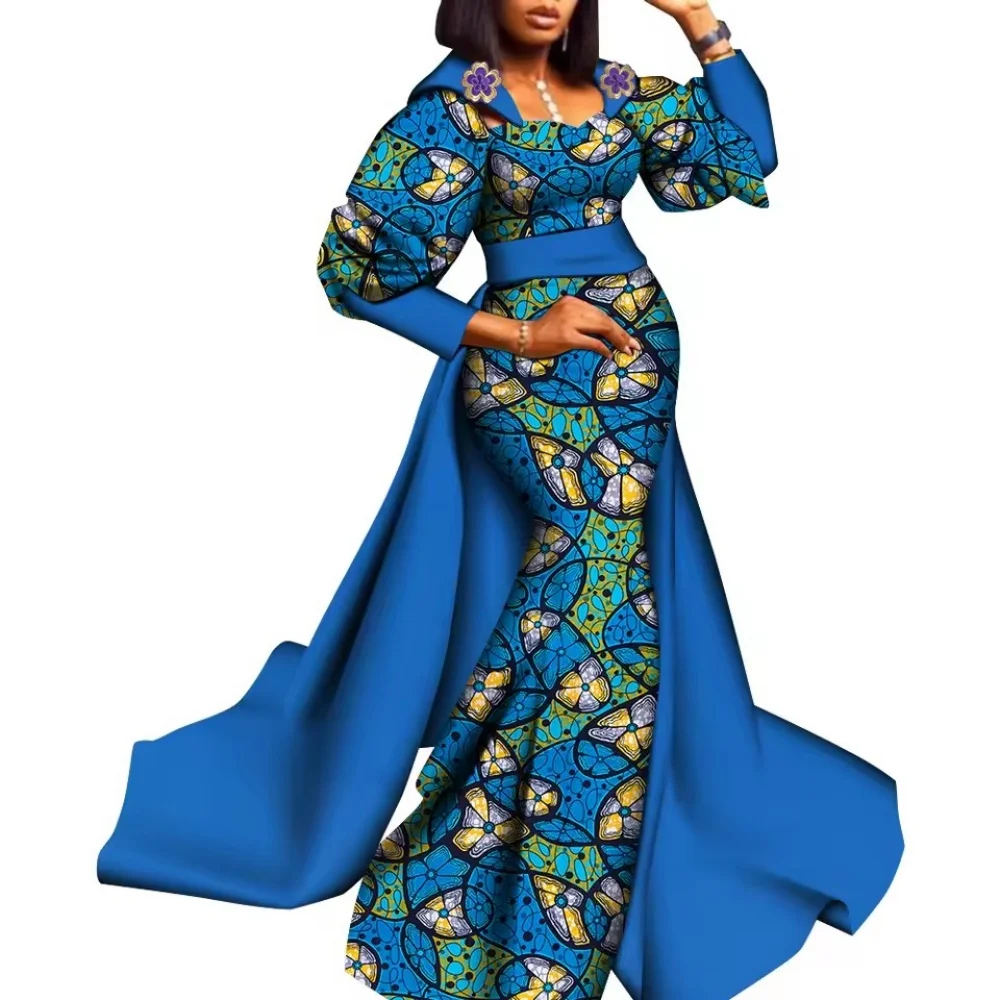 

New Fashion Church African Birthday Dresses for Women Luxury Ankara Print Slim Fit Women Dress Wedding Party Gown