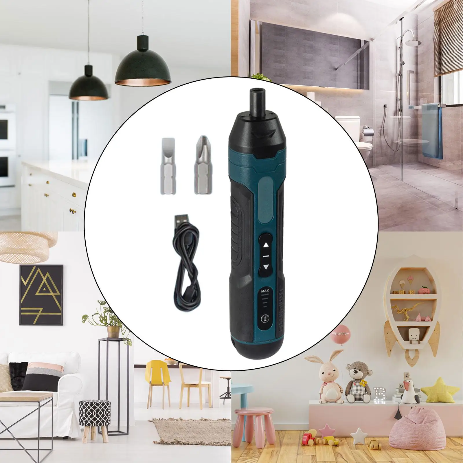 Electric Screwdriver with USB Cable 200RPM 4 Torque Settings with LED Work Light Cordless Stick Screwdriver Power Screwdriver