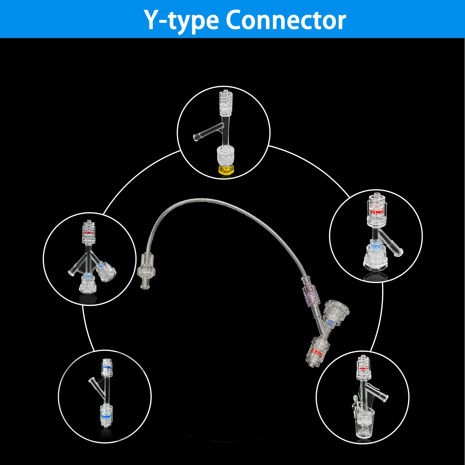 50-Piece Y-Connector Set for Ruhr Lock Connectors and Tubing Systems, for Connecting Tubing, for Medical Laboratory Use Only