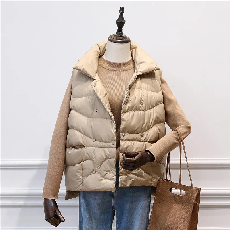 New Autumn Winter 90% White Duck Down Jacket Women Ultra Light Warm Waistcoat Down Vest Female Sleeveless Coat Vest