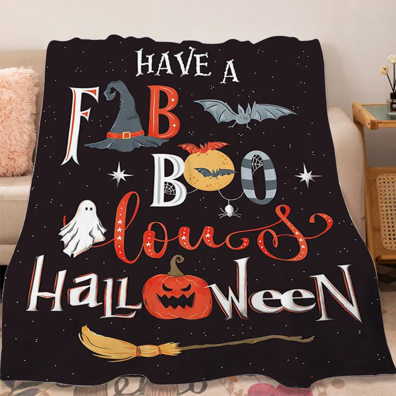 

Halloween Trick or Treat Fluffy Soft Blankets for Winter Warm Knee Fleece Camping Nap Decorative Sofa Blanket Microfiber Bedding
