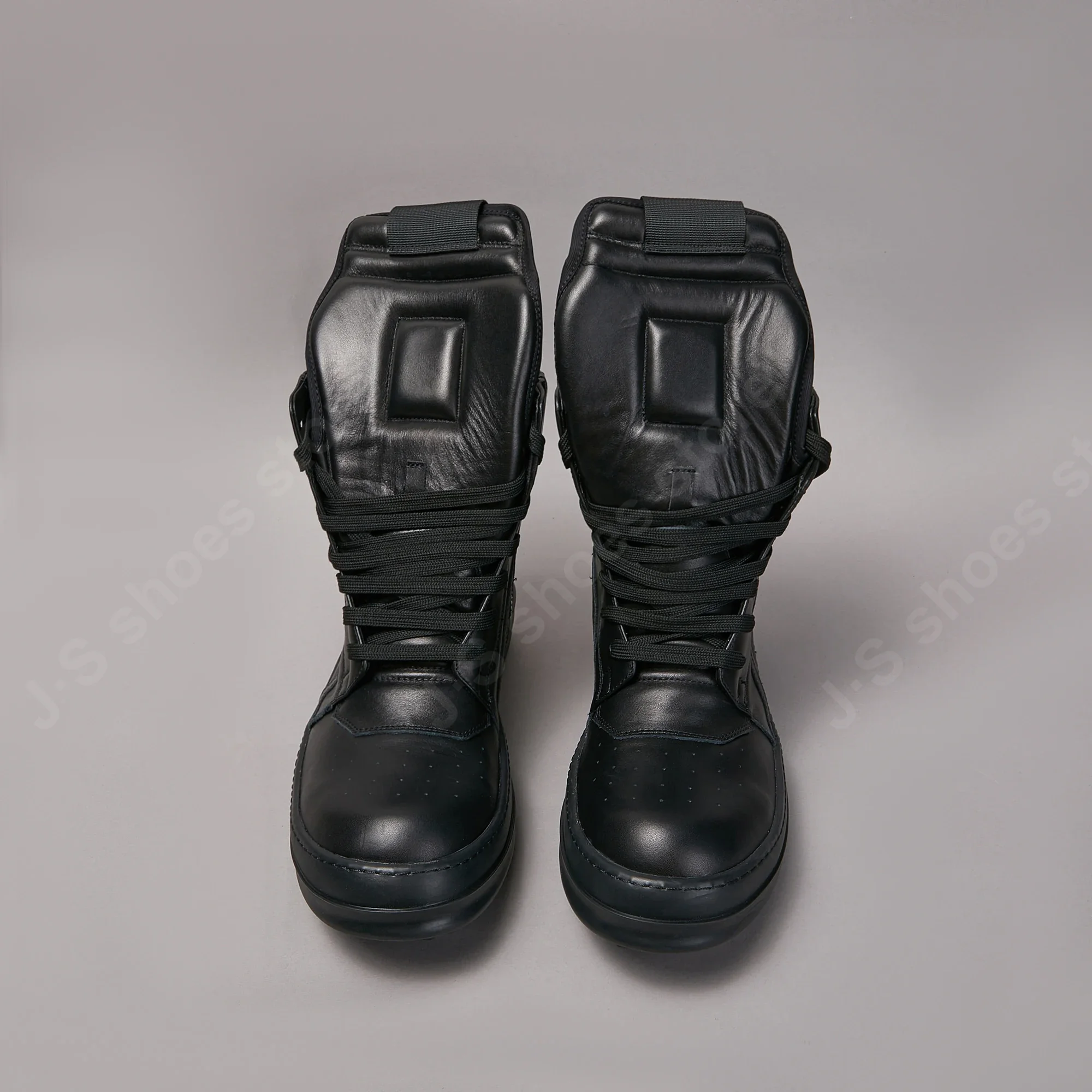 Ricks designer masculino tornozelo bota mulheres tênis todos os sapatos de couro preto owens alta superior sapato casual rendas até tênis zíper sapato plano