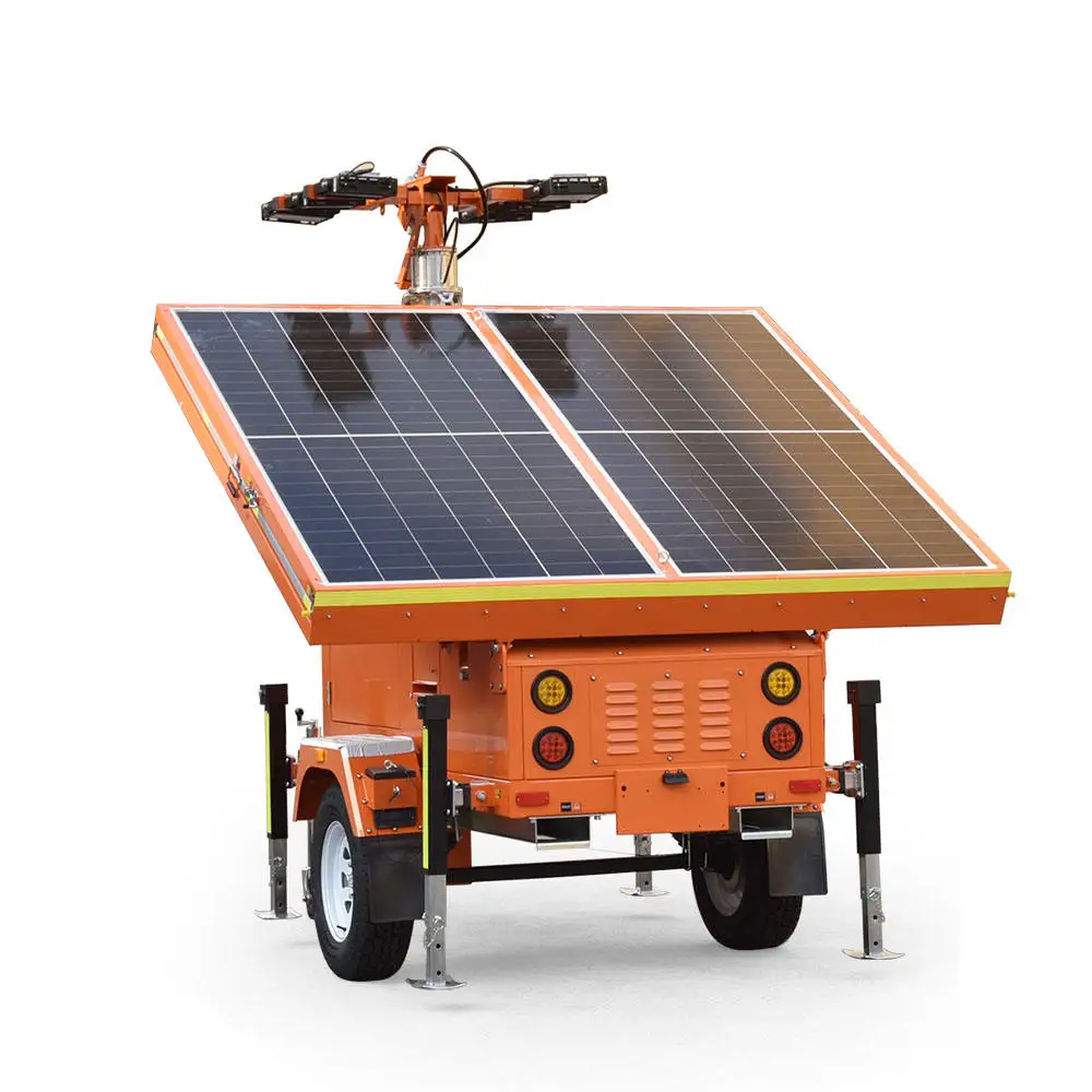 Solar-powered Mobile Light Tower with Heavy Duty IP65 Solar Trailer and LED System for Emergency Blackout Areas