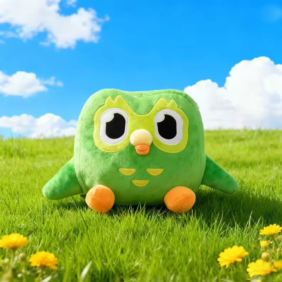 In Stock Duolingo Cute Green Duolingo Cartoon Eagle Plush Toy Children Companion Toy Birthday Gift