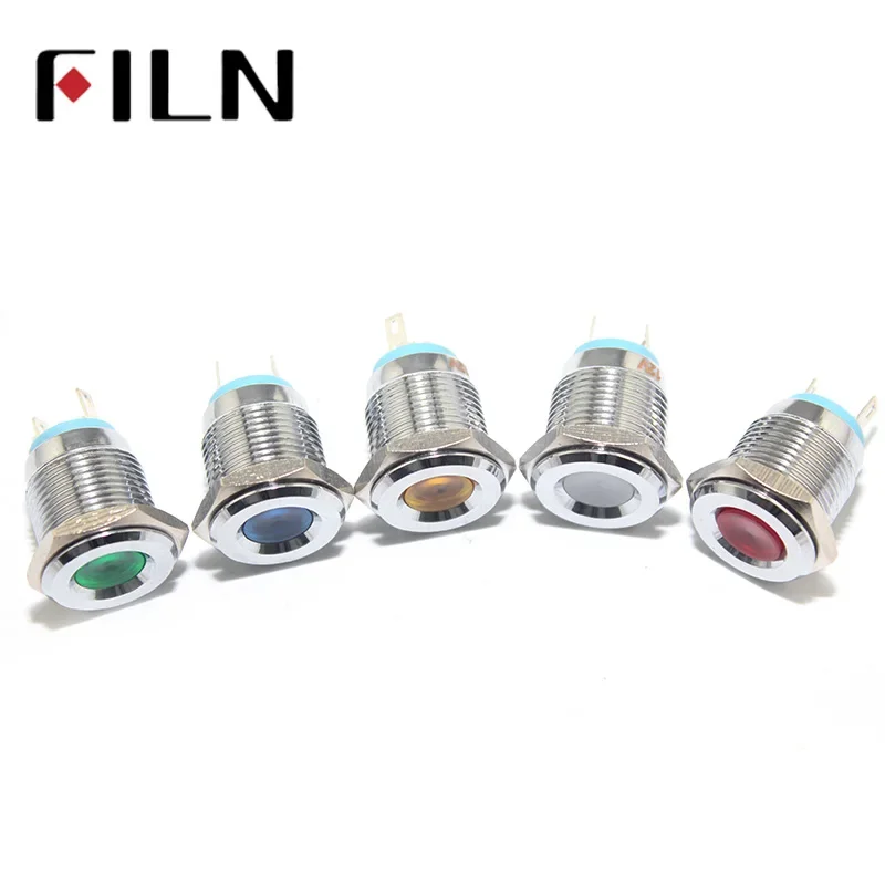 

FILN 16mm LED Metal Pilot Light Indicator Signal Lamp for Car Dashboards Trucks Industrial Machinery Control Panels