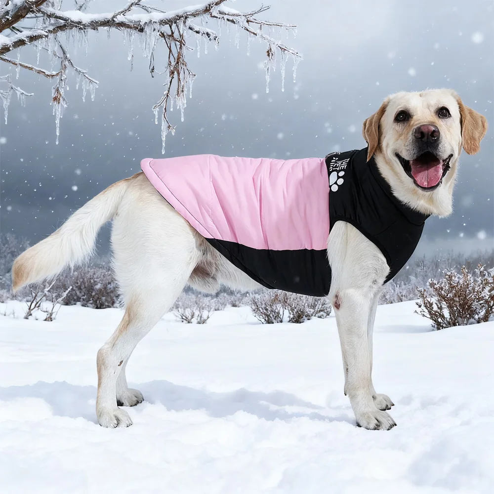 Große Hundejacke für kleine große Hunde und Katzen, winddichter Wintermantel, wasserdichte Welpenkleidung mit D-Ring, Labrador-Bulldoggen-Kostüm
