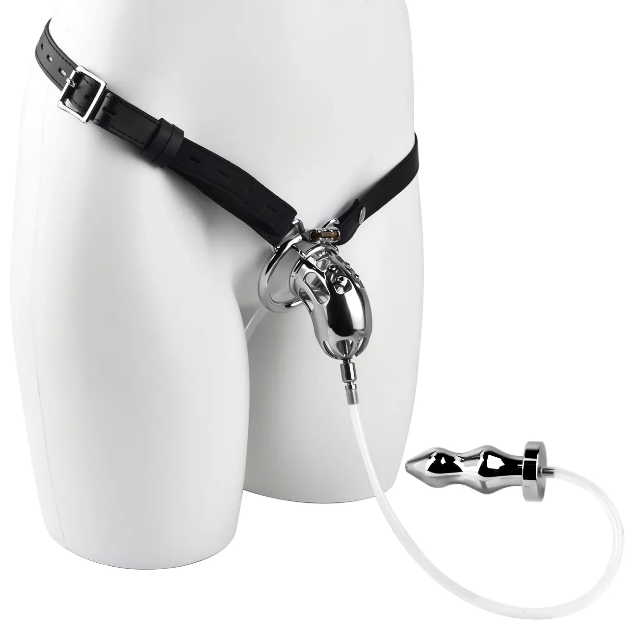 Urination Chastity Device with Anal Plug Butt Plug with Cock Cage 2-in-1 Anus Stimulation Sex Toy for Men Fetish Erotic Device