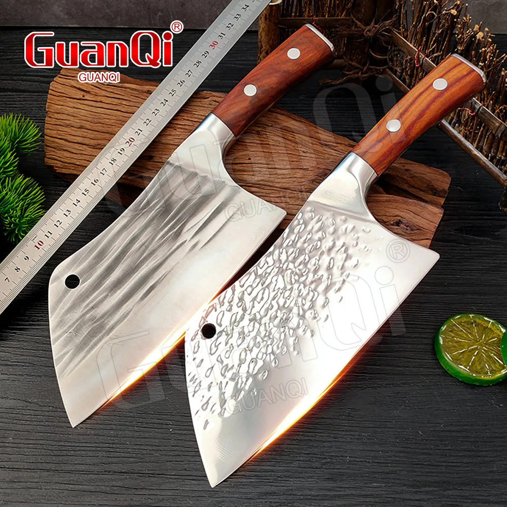 

8 Inch Kitchen Knife 5Cr15 Stainless Steel Chef Butcher Knife Hand-Forged Meat Cleaver Slicing Knives Wood Handle Cutting Knife