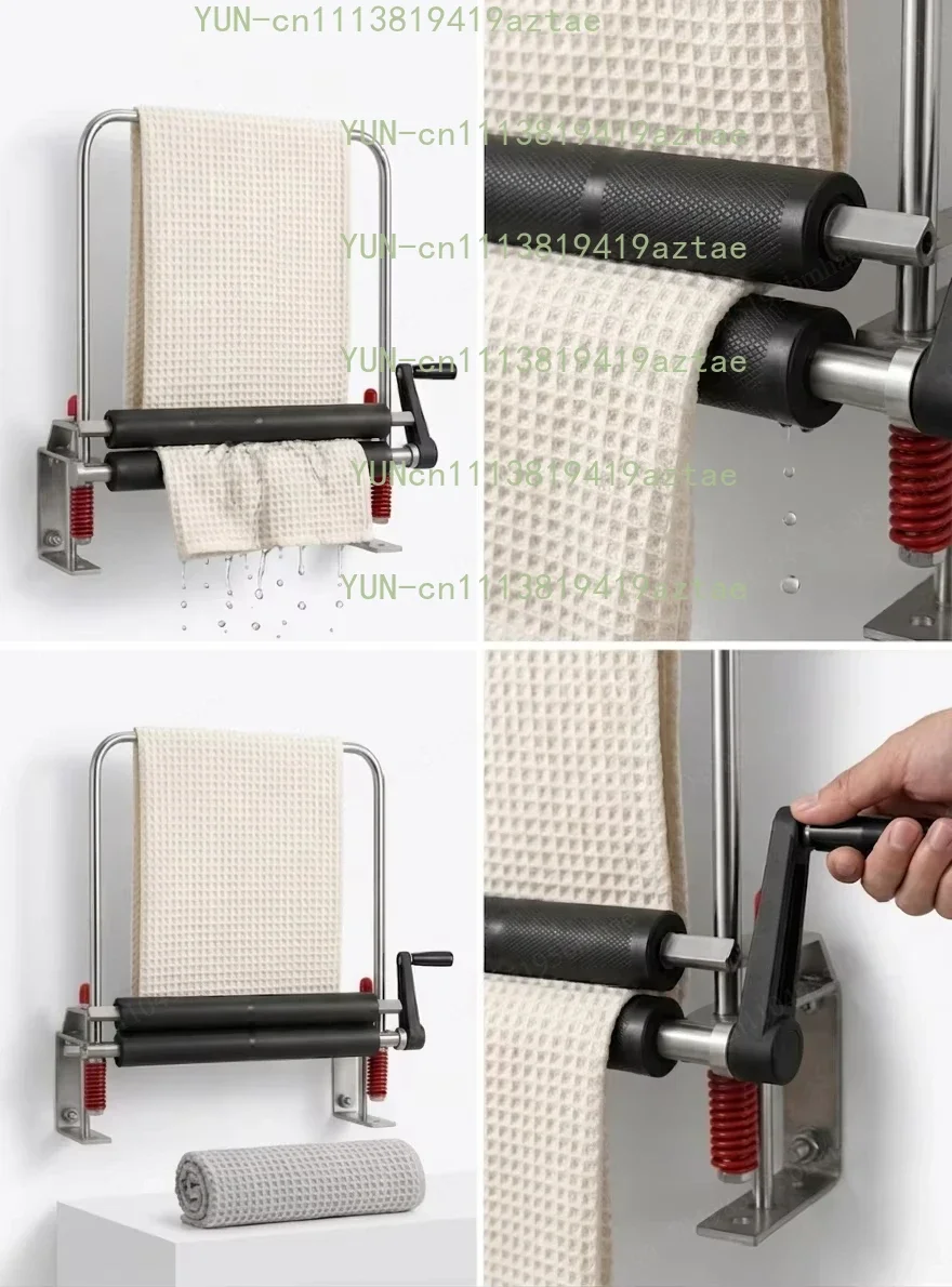 Wall-mounted manual towel wringer, stainless steel hand-pressed mop wringer, suitable for car wash, commercial and domestic use