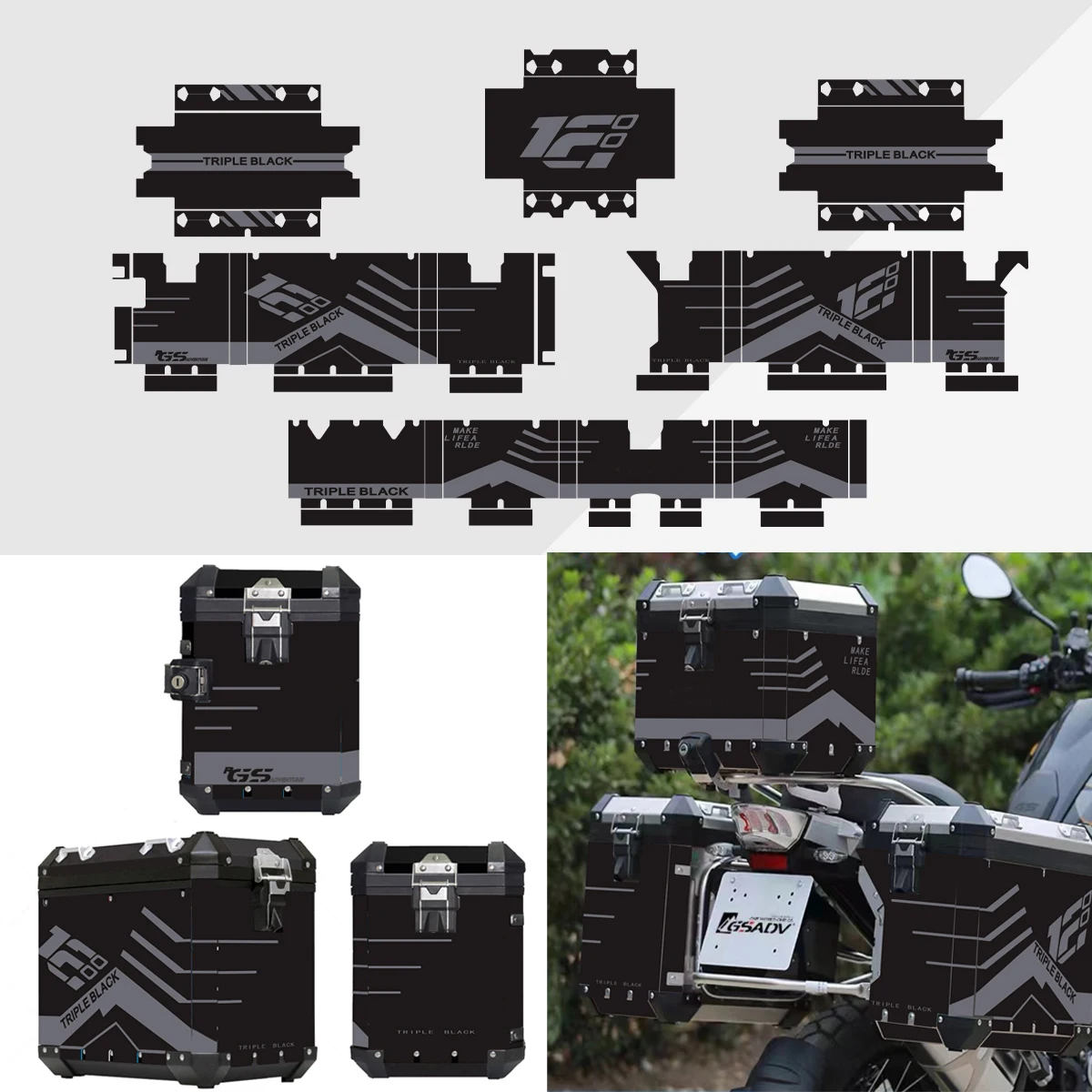 

Motorcycle Stickers For BMW R1200GS R1250GS ADV GSA ADV Decorative Aluminum Alloy Box Sticker Decal Set aluminium pannier