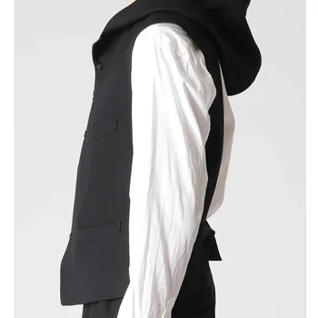 FANTASTION 오리지널 디자인 UNSIXE 조끼, 한국 인기 의류, 후드 조끼, 럭셔리 남성 재킷, 남성 의류 코트, 특이한 재킷 