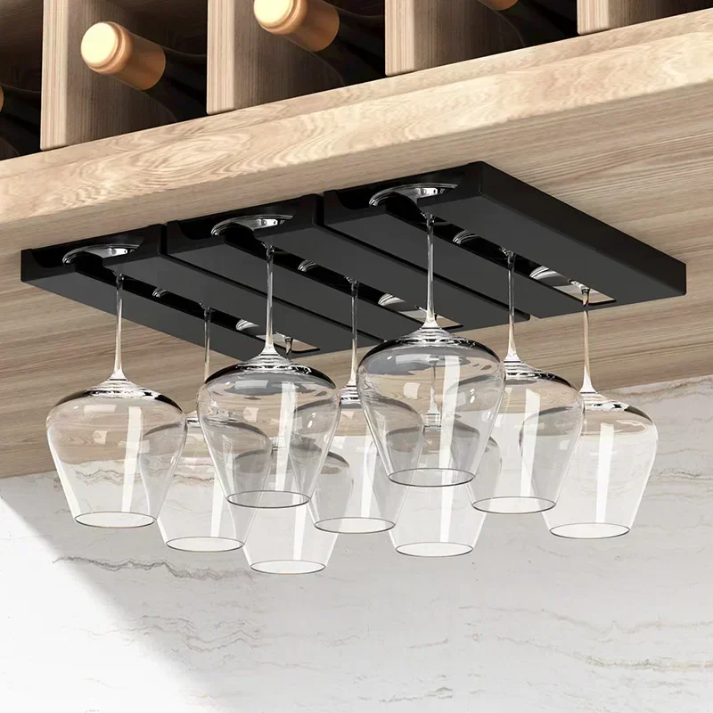 Bar Wine Glass Rack Non-drilled Cup Holder In Kitchen and Dining Room Upside-down Rack for Household Wine Glasses Kitchen Organi