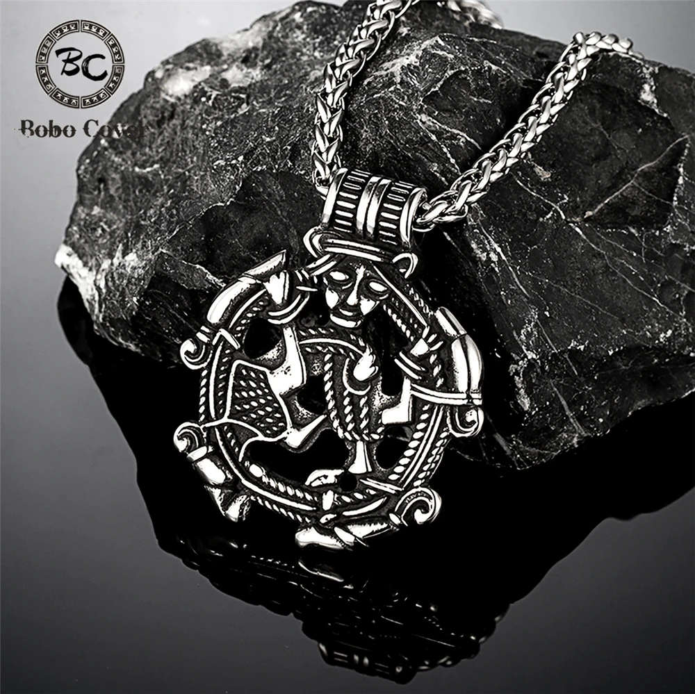 Norse Mythology Loki Necklaces Men Hollow Stainless Steel Viking Runes Trinity Pendant Amulet Vintage Scandinavian Jewelry Gifts