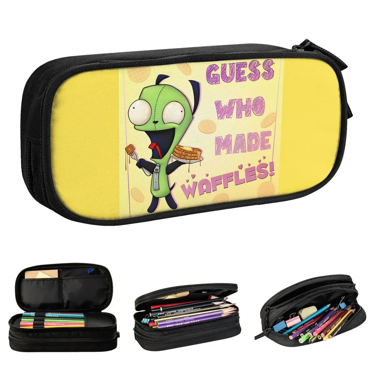 

Invader Zim Gir Cute Dib Alien Robot Pencil Cases Pen Box Bag for Student Large Storage Office Zipper Pencilcases