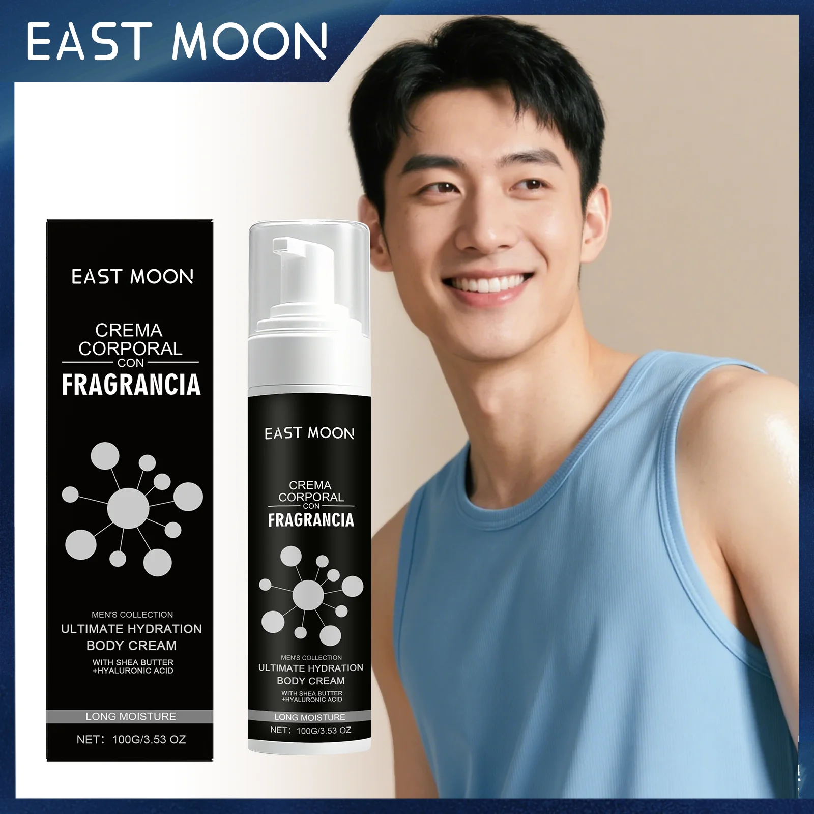 كريم الجسم المعطر للرجال من إيست مون، مستخلص خشب الصندل، غير دهني، سريع الامتصاص، يحسن مرونة نسيج البشرة الجافة #1