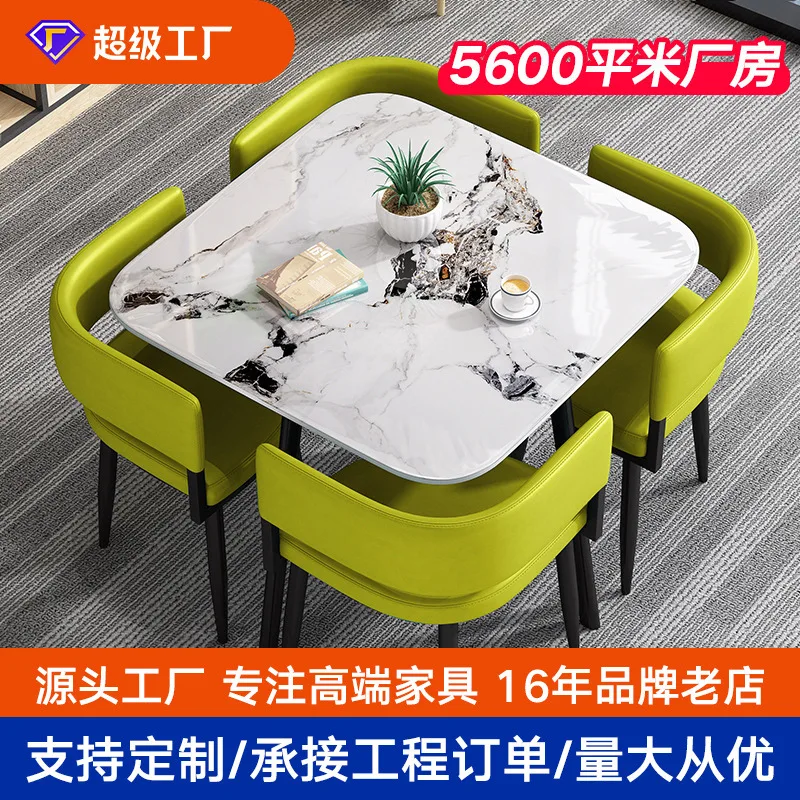 

Slate square table, reception and negotiation table and chair combination store, simple leisure small round table, balcony offic