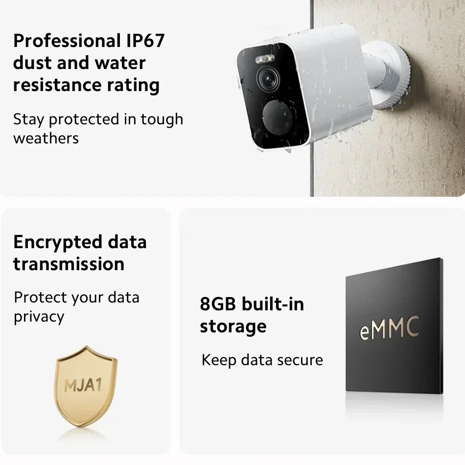 Xiaomi BW500 Außenkamera, 2,5 K HD, Nachtsicht, 10 m Farbe, KI-Sicherheit, IP67, wasserdicht, lange Akkulaufzeit, Smart-Home-Überwachung
