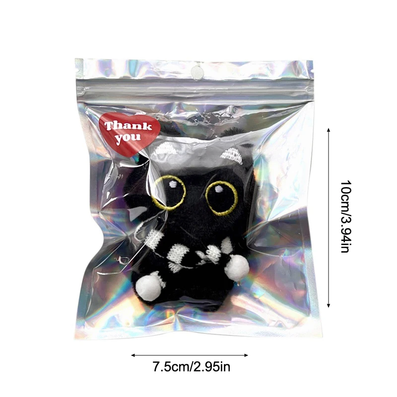 Cute Black Cat Squeaky Plush Doll Keychain Soft Stuffed Kitten Doll Keyring Lovely School Bag Pendant Decoration Couple Gifts