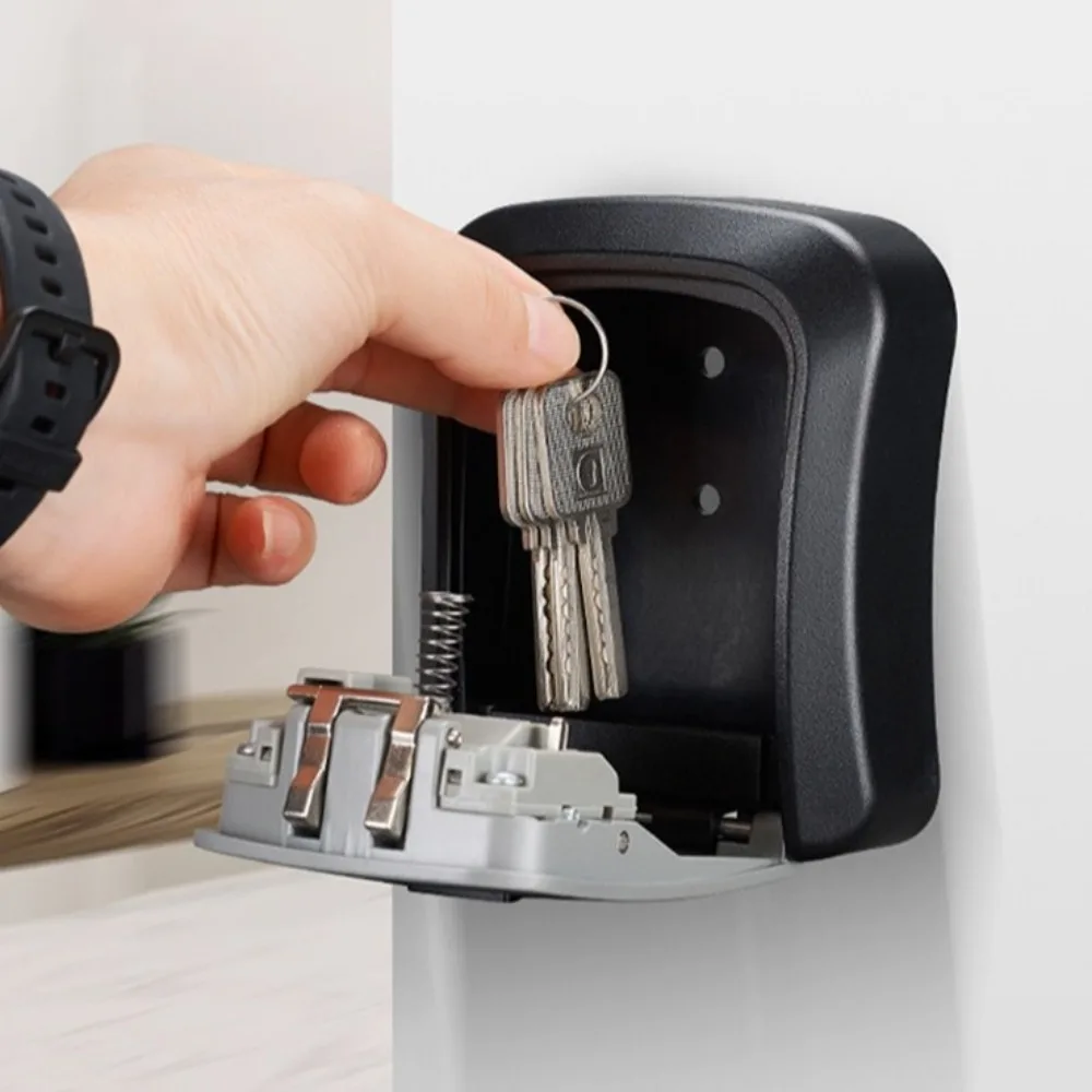 4 Digit Code Key Storage Case Locking Turn Knob Hanging Design Key Organizer Box Waterproof Password Key Box for Home Security