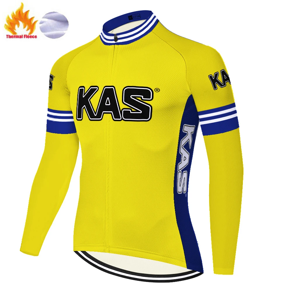 Kas Retro Winter Thermal Fleece Ropa Invierno Camiseta Jersey Camisa Masculina Mallots Ciclismo Hombre Ciclismo Masculino