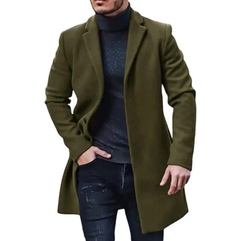 Men's Trench Coat 2024 New Windproof Woolen Coat European Station Trench Coat Multi-color and Multi Size Men's Jacket Clothing