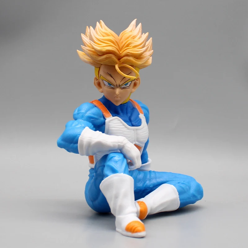 14.5cm Spacesuit Trunks Sitting Figurine Dragon Ball Figura Gk Future Trunks Action Figure Super Saiyan Doll PVC Collection Toys