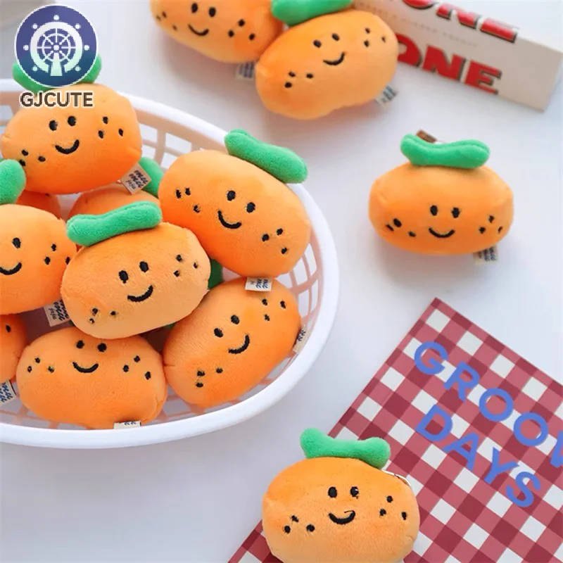 Porte-clés en peluche œil de pois orange, fruit de dessin animé, pendentif beurre en peluche, porte-clés de voiture, décor de sac à dos, cadeau pour enfant