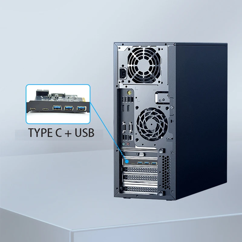 Picture 4: PCIe to 3 USB 2 Type C Convert Card HUB PCI-E PCI Express Board to USB C Extend Adapter 19PIN SATA Power Controller Riser Card