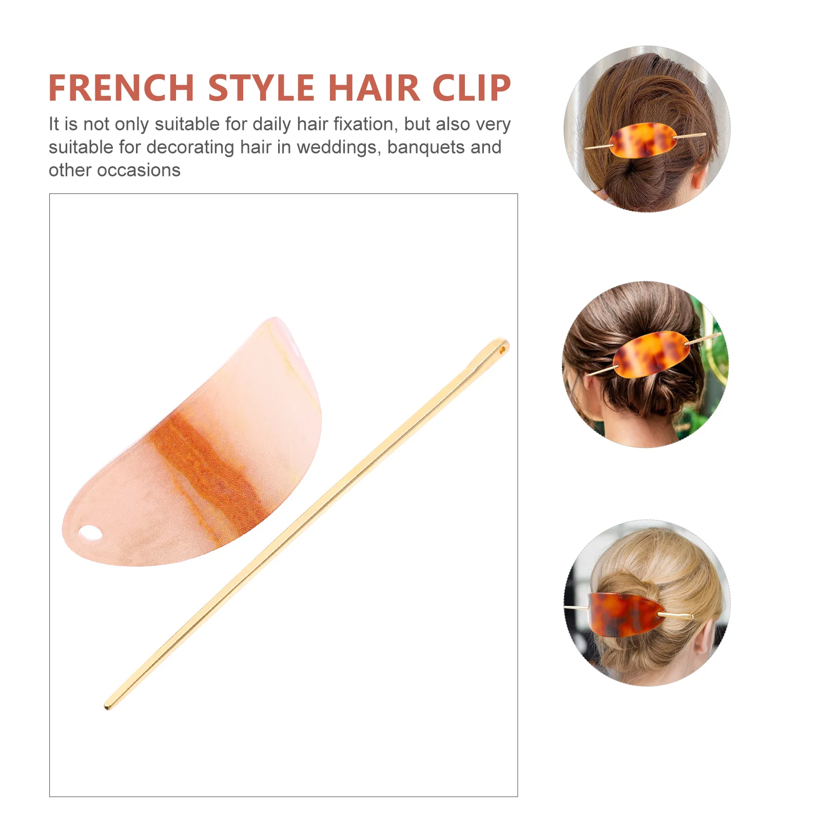 

Oval Hairpin Girl Accessories Styling Clip Headdress Bun French Style Zinc Alloy Decor Simple Women's