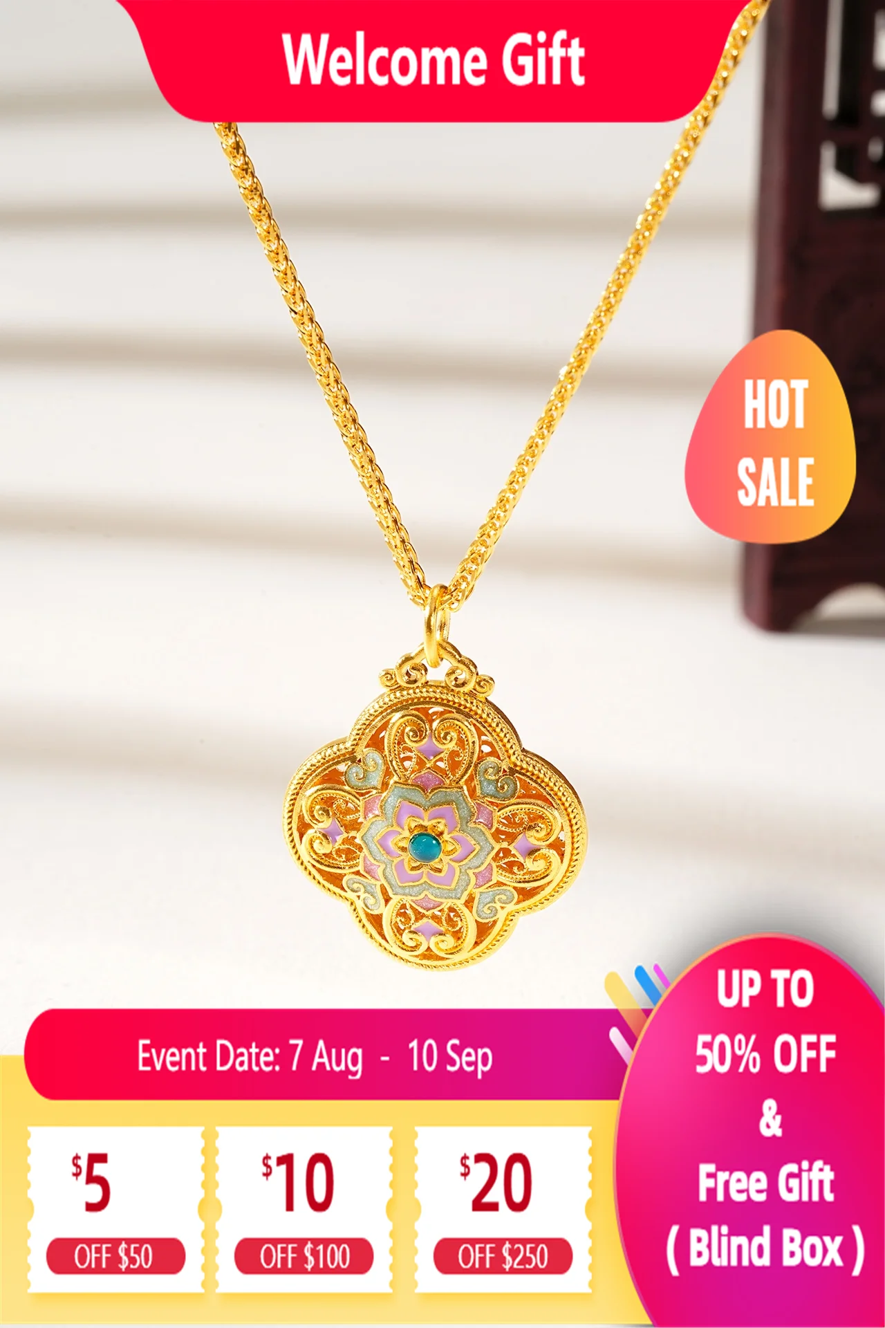 

Lium Gems 24k Gold Vermeil Flower Lotus Pendant 925 Sterling Silver Symbol Strength Peace Transformation Charm