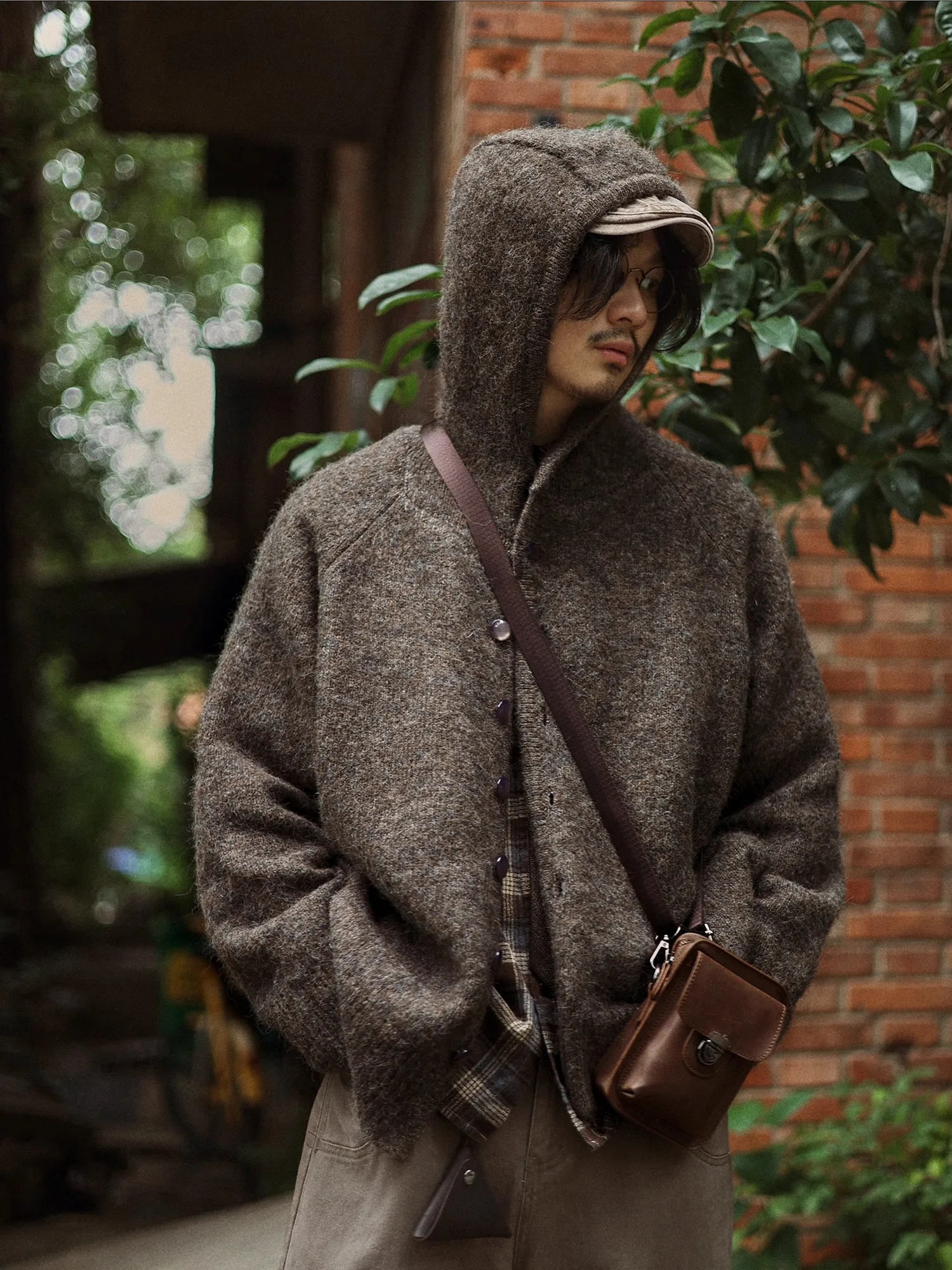 

Мужской и женский вязаный свитер с капюшоном в стиле ретро, ​​смесовая шерсть, повседневная одежда, теплая верхняя одежда для осени и зимы, удобная посадка