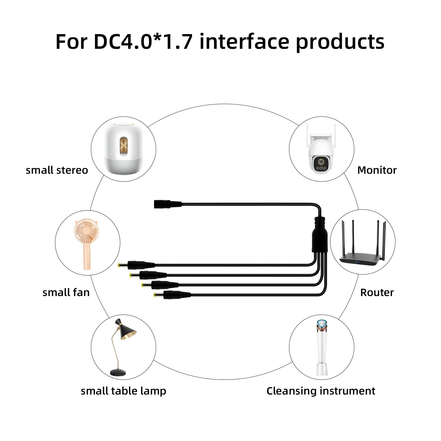 5A Solid Copper DC 4.0x1.7mm Female to Male Splitter Cable 1 to 2/3/4 Way Power Connector for Charger Adapter Camera Accessory