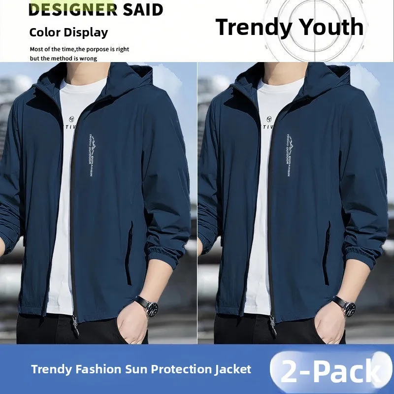 2026 New Ice Silk Quick Dry UV Protection Shirt Men's Summer Lightweight Breathable Long Sleeve Jacket Anti Ultraviolet
