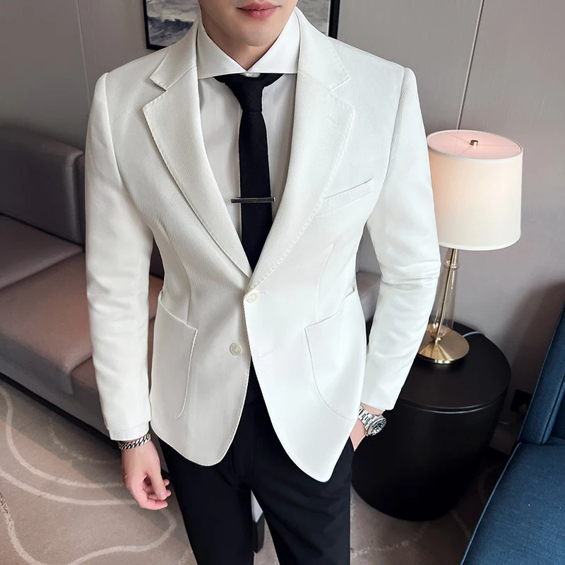 

Mens Blazers Luxury Desiger Tuxedo Single Piece White Blazer Jacket for Men Style Slim Fit Prom Dress Blaser Man Clothing 2022