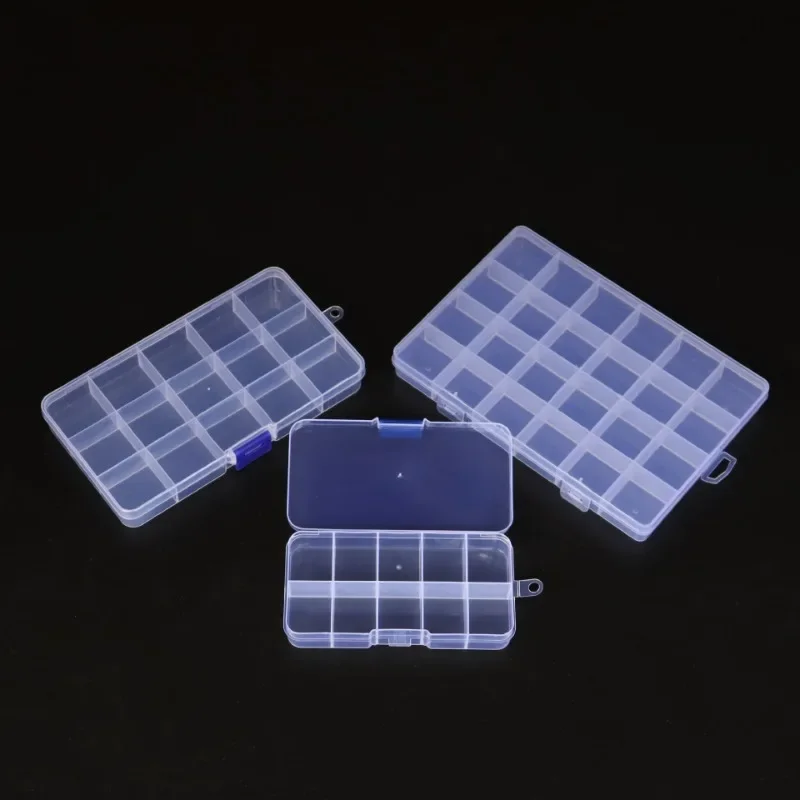 10/15/24 Grids Portable Plastic Fishing Tackle Box Fishing Lure Bait Hooks Storage Box Clear Storage Organizer for Lures Hooks