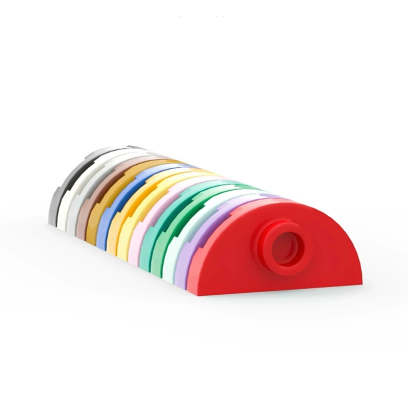 

30PCS PLATE 1X2, 1/2 CIRCLE, W/ 1 KNOB Compatible 1745 Round & Angles Self-Locking Bricks Building Blocks Toys Accessories
