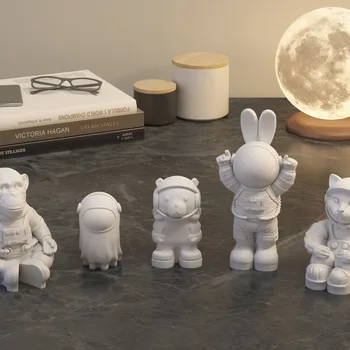 달 우주 비행사 실리콘 몰드, DIY 우주인 장식, 아로마 석고 송진 몰드, 홈 장식 공예 
