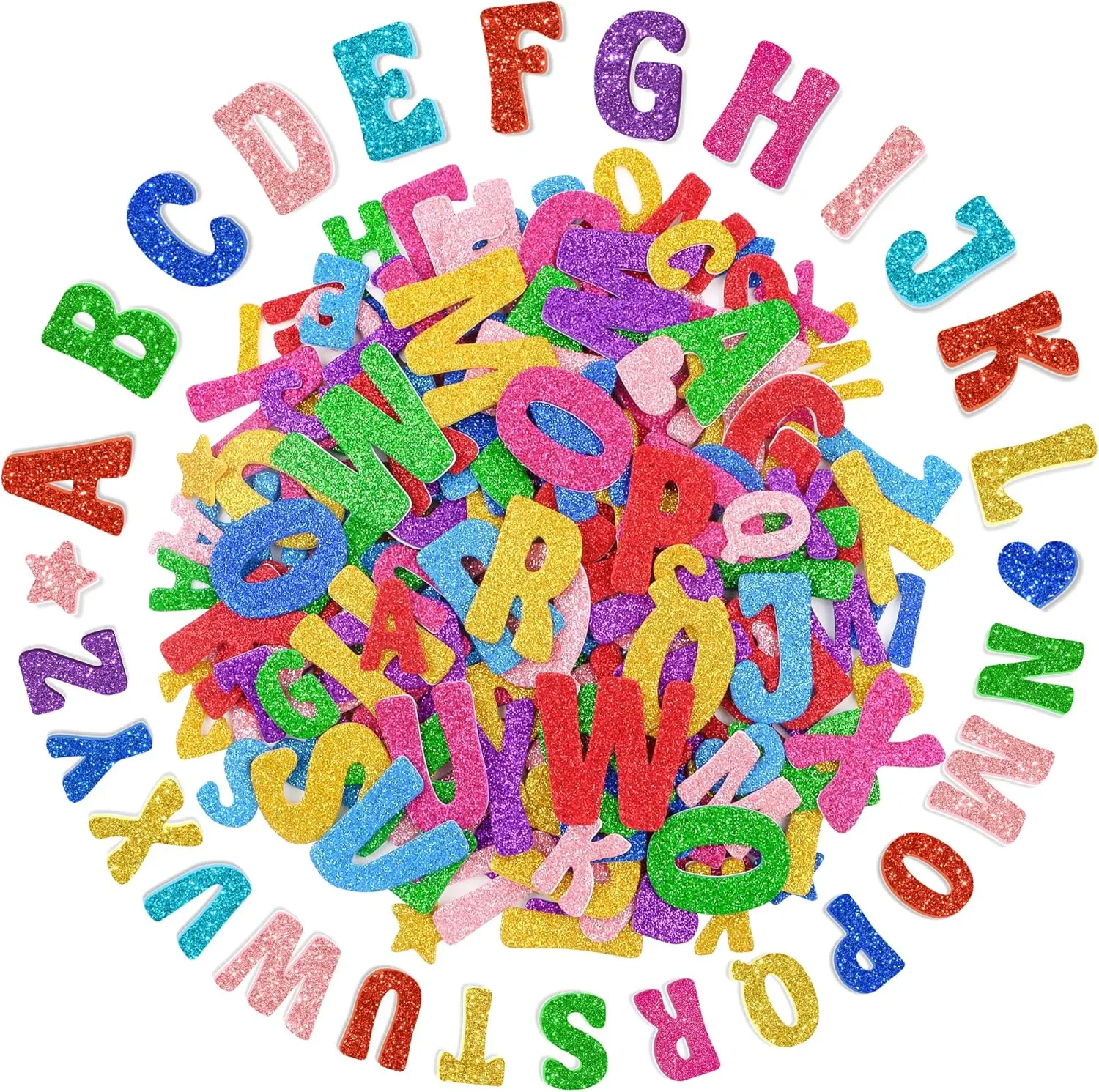 

576 шт. пенопластовых наклеек-букв | Наклейка Capital ABC Heart Star | Буквы для поделок своими руками, декора для скрапбукинга, праздничных украшений