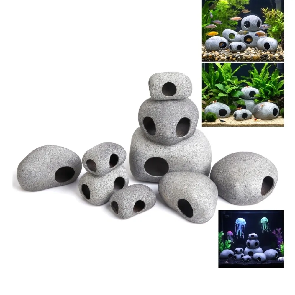 Purple Clay Aquarium Hideaway Rock Natural Touch Landscaping Decoration Fish Tank Ornament Simulation Crafts Aquarium Decoration view 5