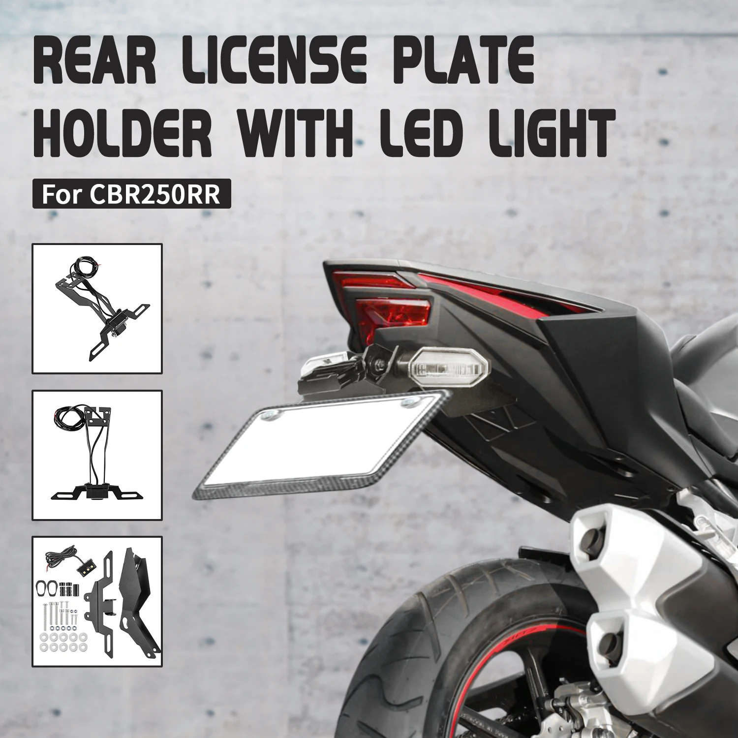 

Motorcycle Registration License Plate Bracket Holder Tail LED Light For HONDA CBR CBR250RR 250RR 2017 2018 2019 2020