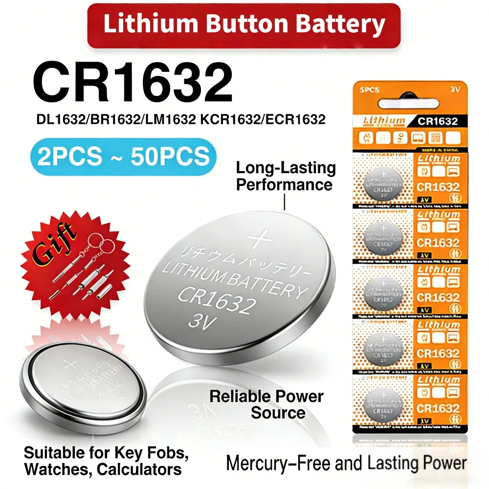 

2-50pcs CR1632 3V Lithium Button Battery Coin Cell LM1632 KCR1632 ECR1632for Watch Calculator Clock Remote Control Toys