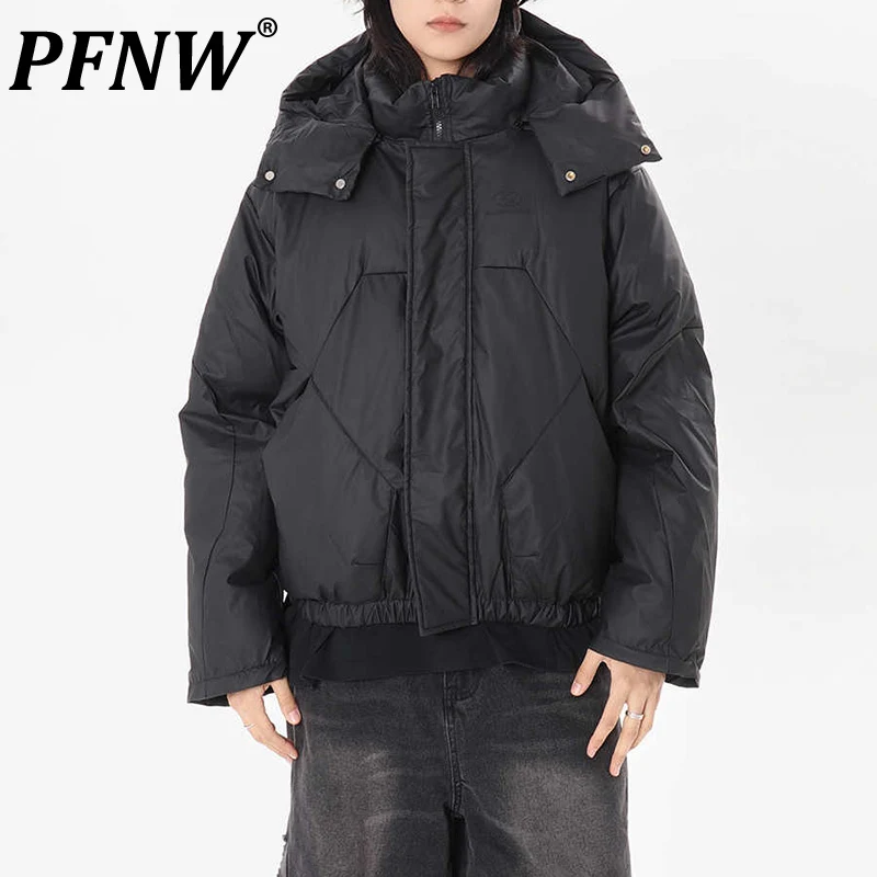 PFNW American Tide Split Deconstruction Chaqueta acolchada acolchada con capucha desmontable Abrigo corto acolchado de algodón de invierno para hombre CPG2183