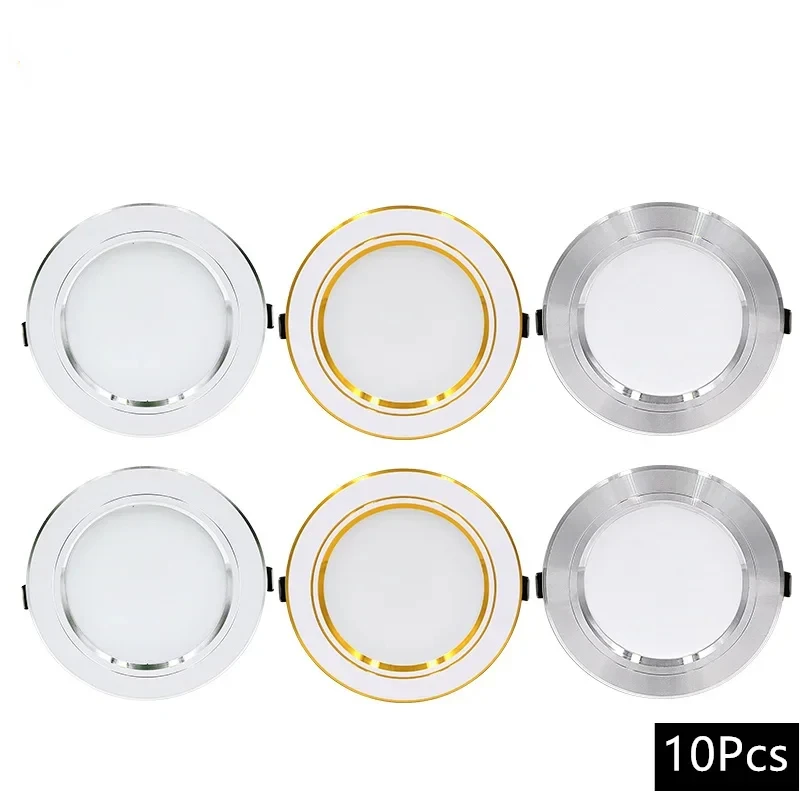 

10pcs/lot Led Downlight 5W 9W Led Panel Light 12W 15W 18W Recessed Down Light Round Ceiling Light 220V Spotlight Indoor Lighting